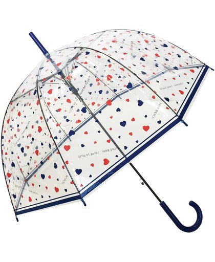Smati I Love Rain Paraplu - Transparant - Opent Automatisch - Blauw - Rood - Ø84cm