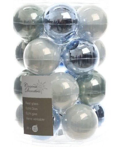 Glas Kerstballen Assorti (6cm) Box 20 Stuks Blue Green