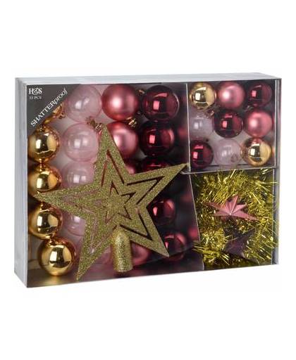 Home & styling collection 33-delige plastic kerstballen set pink dream