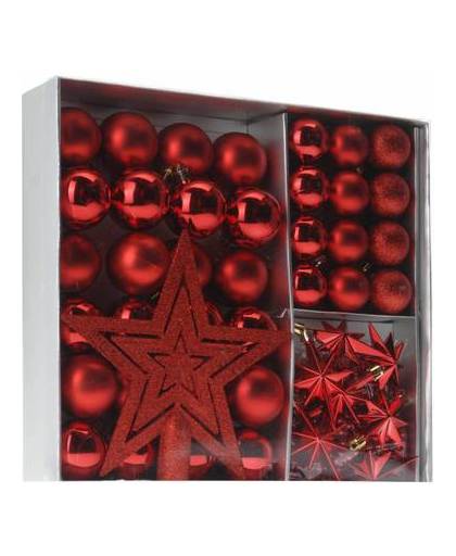 Home & styling collection 45-delige plastic kerstballen set rood