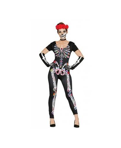 Halloween kostuum dames skelet day of the dead - maat / confectie: small-medium / 36-38