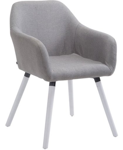 Clp Bezoekersstoel ACHAT V2 met armleuning, maximaal laadvermogen 150 kg, houten frame, met vloerbeschermers, zitoppervlak van stof - beige kleur onderstel : wit