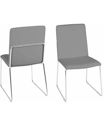 FYN Kris eetkamerstoel PU leer grijs - set van 4 stoelen