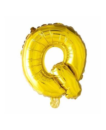 Folie ballon letter q goud 41cm met rietje