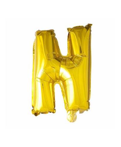 Folie ballon letter n goud 41cm met rietje