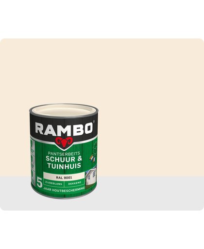 Rambo Schuur & Tuinhuis pantserbeits zijdeglans dekkend RAL 9001 750 ml