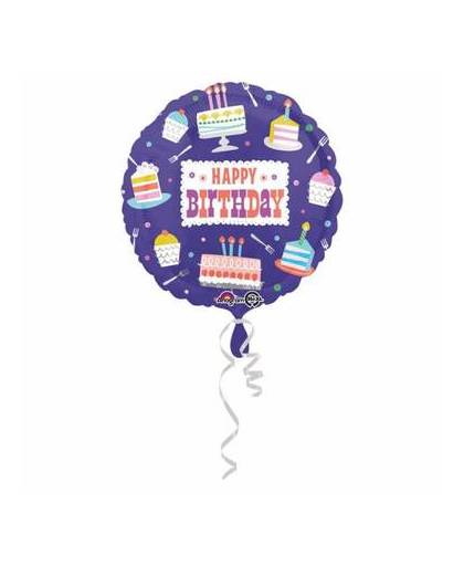 Helium ballon happy birthday cake 43cm leeg