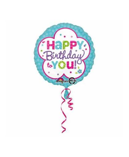 Helium ballon happy birthday to you 43cm leeg