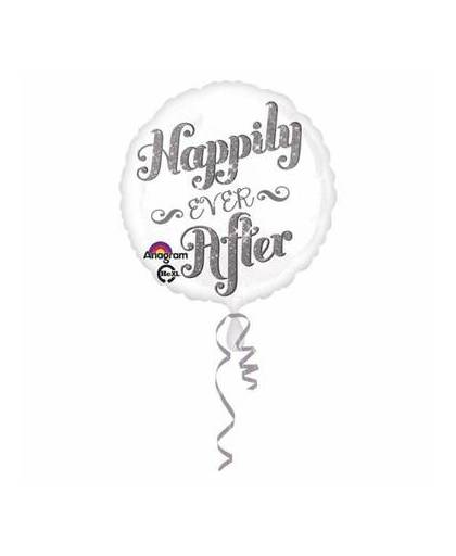 Helium ballon bruiloft lang en gelukkig 43cm leeg