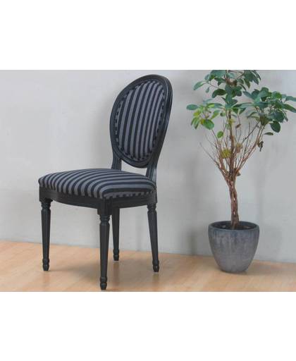 Zwarte stoel Rococo met zwart gestreepte bekleding - set van 2