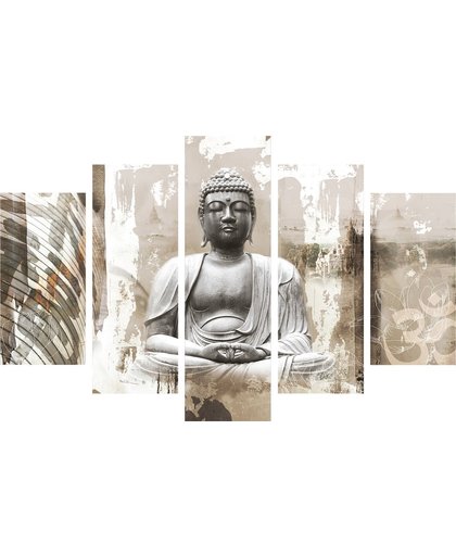 Art for the Home - Canvas Schilderij set - Boeddha - Beige - 100x150cm