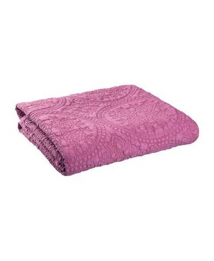 Clayre & eef bedsprei 180x260 - roze - katoen, polyester, 100% katoen, vulling 100% polyester
