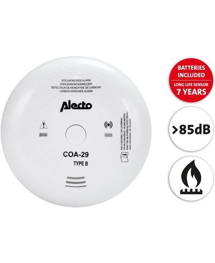 Alecto COA-29/7 | Long life batterij (7jaar) en long life sensor (7 jaar) | Wit