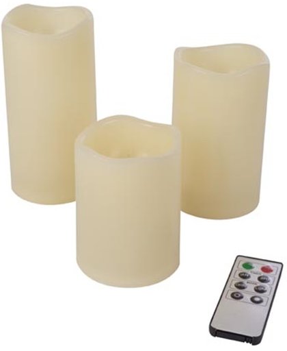 Led wax kaarsen -  met afstandbediening - met afstandbediening - 3 delig - warm wit