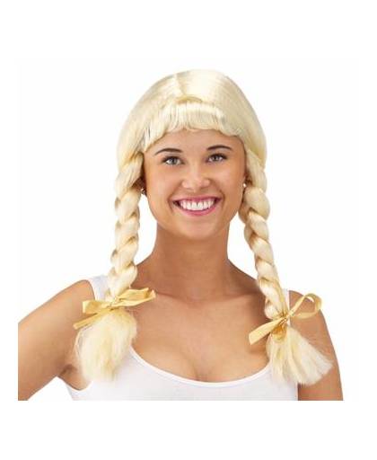 Oktoberfest - blonde heidi pruik met vlechten