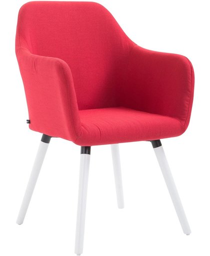Clp Eetkamerstoel PICARD V2, designstoel met beukenhouten frame, wachtkamerstoel, bekleding van stof, - rood kleur onderstel : wit