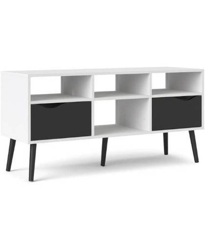Tvilum Napoli TV-meubel met 2 lades en 4 open vakken zwart/wit