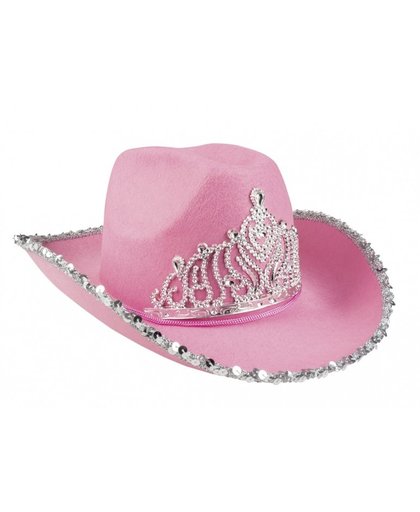 Vegaoo Roze prinsessen cowboy hoed voor volwassenen One Size