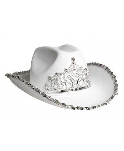 Vegaoo Witte cowboy prinses hoed voor vrouwen One Size