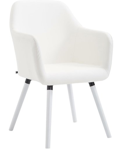 Clp Eetkamerstoel PICARD V2, designstoel met beukenhouten frame, wachtkamerstoel, bekleding van kunstleer, - wit kleur onderstel : wit