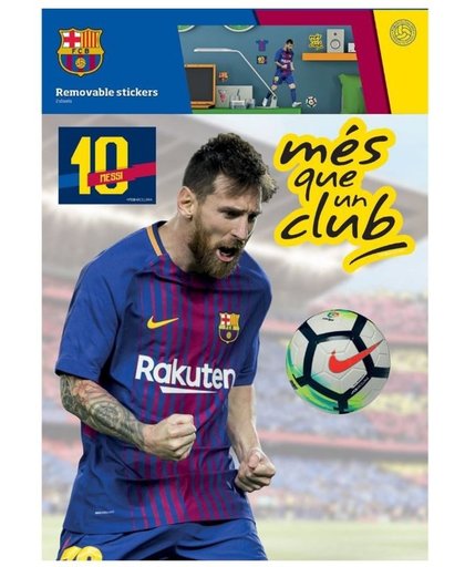 Muursticker Voetbalspeler Messi - FC Barcelona - Kinderkamer -60 cm hoog