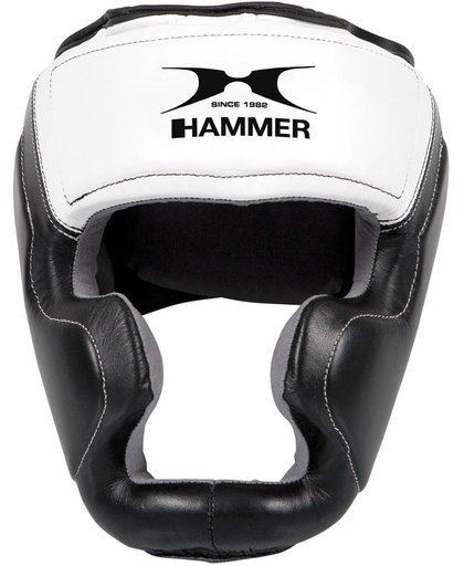 Hammer Boxing HOOFDBESCHERMER Sparring, Maat S-M, leer, Zwart-Wit