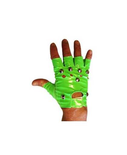Neon groene punk handschoenen