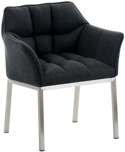 Clp Lounge stoel OCTAVIA - gepolsterde stoel met armsteun, stof - donkergrijs, onderstel : edelstaal