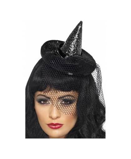 Mini heksen hoed op diadeem zwart