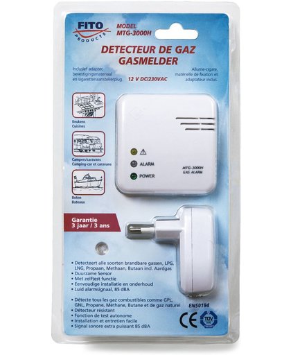 Garvan MTG-3000H - Gasmelder  - Voor De Detectie van Aardgas, Propaan, Butaan en LPG - werkt op 12 of 230 volt