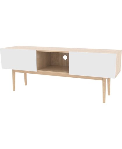 Bergen TV meubel met 2 klapdeuren en 1 plank in eiken decor en wit