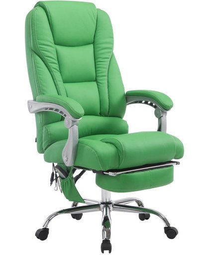 Clp Bureaustoel PACIFIC met massagefunctie, Directiestoel, Max. Draagvermogen 150 kg, Relax fauteuil met voetsteun, in hoogte verstelbaar 47 - 56 cm, bekleding van kunstleer - groen