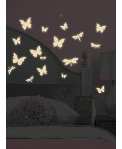 RoomMates Muursticker Butterfly & Dragonfly - Glow in the dark