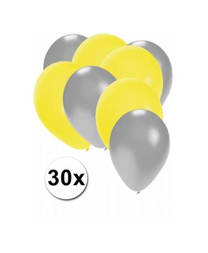 30x ballonnen zilver en geel