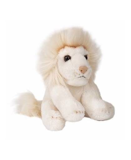 Pluche zittende witte leeuw knuffeldier 15cm
