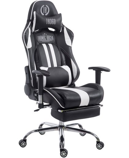 Clp Racing bureaustoel LIMIT XL, gaming stoel, max. belasting 150 kg, kunstleer - zwart/wit met voetsteun