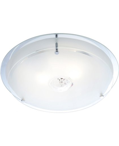 Plafondlamp Globo Malaga XL - Chroom - Kristal spiegelrand