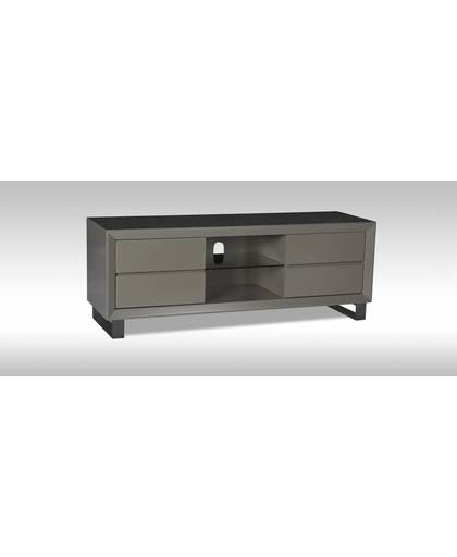 Solliden Marlo TV-meubel met 4 lades, 1 glazen plank en keramisch blad, grijs en zwart