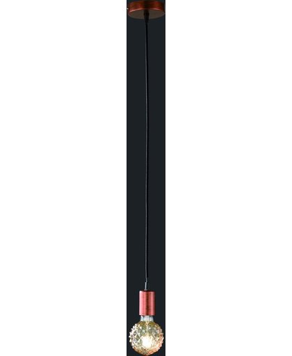 TRIO, Hanglamp, Cord 1xE27, max.60,0 W Armatuur: Metaal, antiek koper Ø:12,0cm, H:150,0cm
