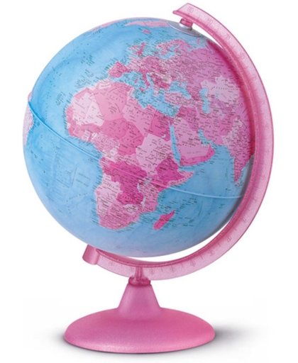 atmosphere Globe Pink 25cm nederlandstalig kunststof voet met verlichting