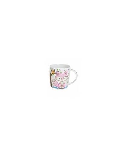Koffie/thee mok beker 9 cm roze vos