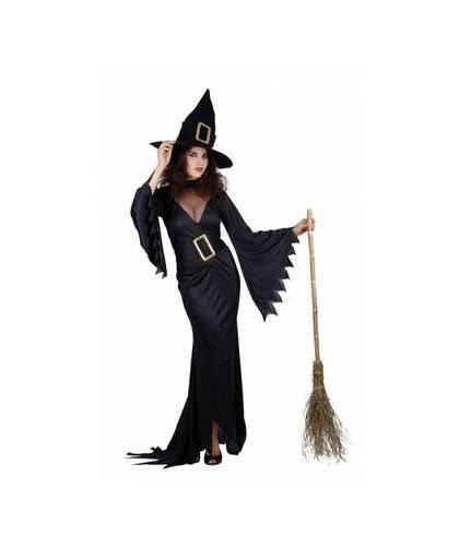 Zwarte lange heksen jurk s/m