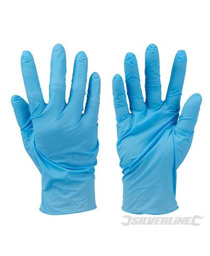 Nitril poedervrij handschoenen, 100 pk. Blauw, M