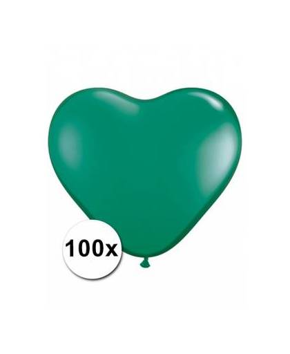Hartjes ballonnen groen 15 cm 100 stuks