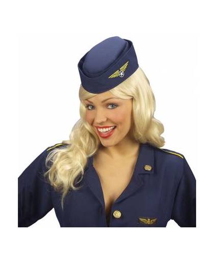 Blauw stewardess hoedje