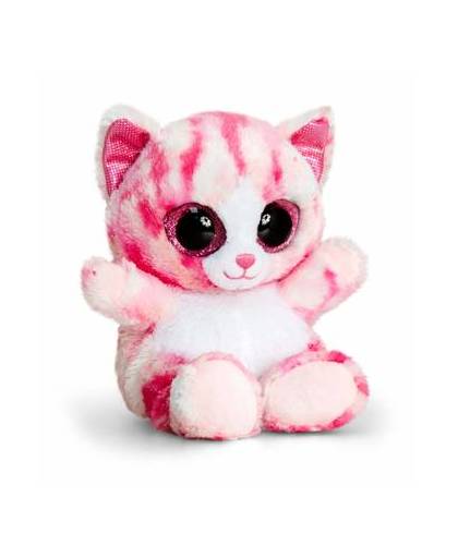 Keel toys pluche kat/poes knuffel roze 15 cm