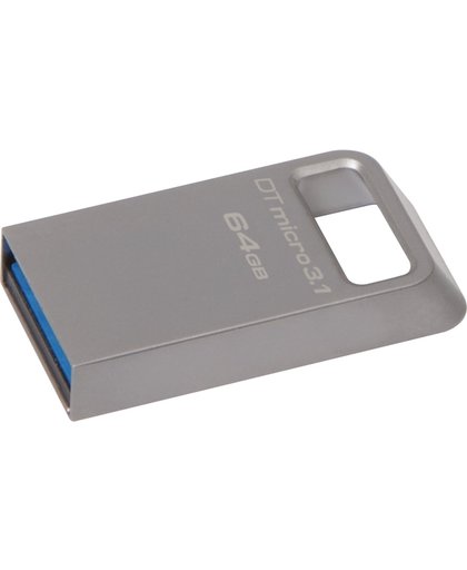 Kingston Technology DataTraveler Micro 3.1 64GB USB flash drive 3.0 (3.1 Gen 1) USB-Type-A-aansluiting Metallic