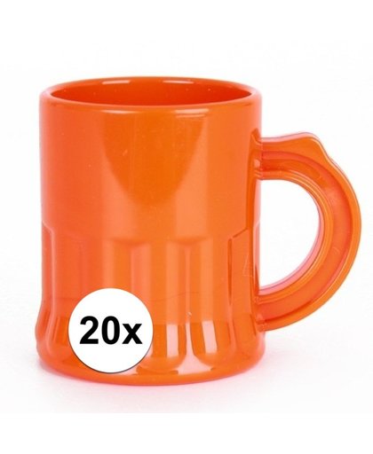 20x Oranje shotglaasjes 2,5 cl Oranje