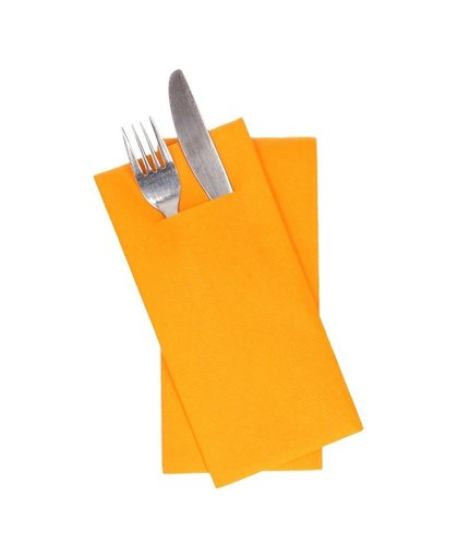 12x oranje servetten met bestek gleuf 40 cm Oranje