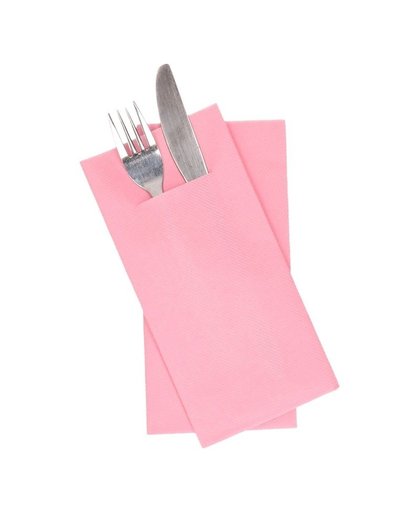 12x lichtroze servetten met bestek gleuf 40 cm Roze